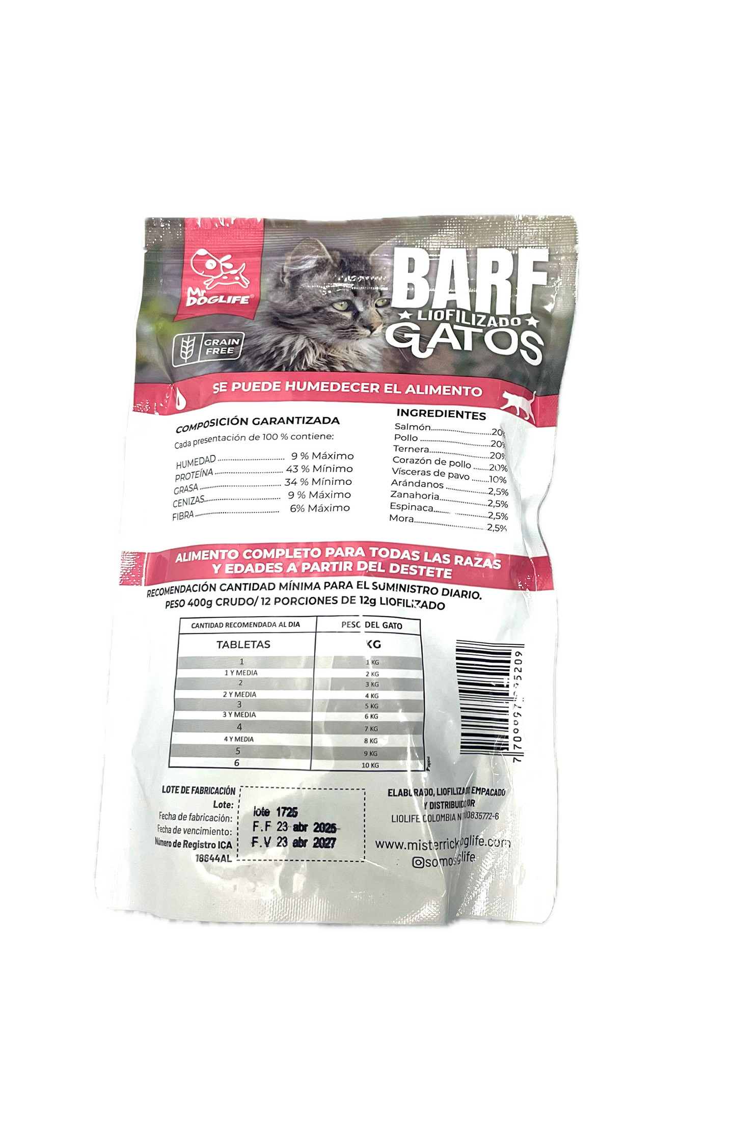 Barf tabletas liofilizado para gatos