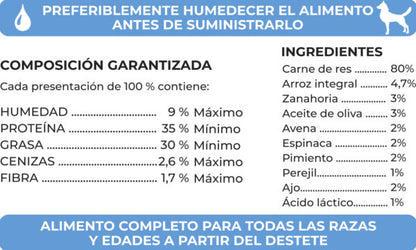 Barf polvo liofilizado de carne para perros