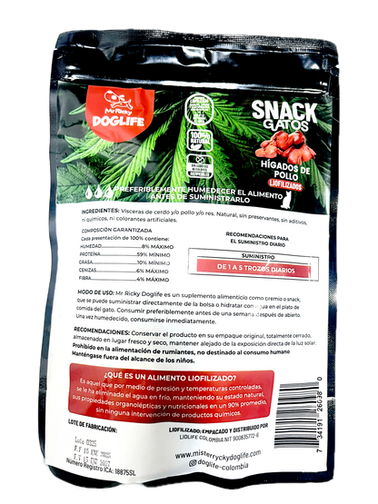 Snack hígados de pollo para gatos